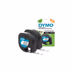 DYMO LetraTag Plastic Labels Authentic 12 mm x 4 m Roll Black Print on White Labels Self-Adhesive Multipurpose Labels for Let ...