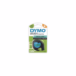 DYMO LetraTag Plastic Labels, Authentic, 12 mm x 4 m Roll, Black Print on Green Labels, Self-Adhesive Multipurpose Labels for ...