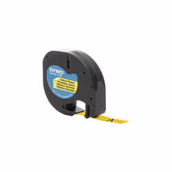 DYMO LetraTag Plastic Labels | Authentic | 12 mm x 4 m Roll | Black Print on Yellow | for LetraTag Label Makers