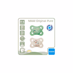 MAM "Skin Soft" silicone dummy 0 - 6 Months Neutral // Set of 2 // incl. Sterilising transport box and NIP dummy strap