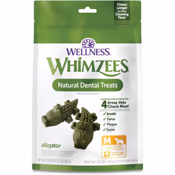 WHIMZEES by Wellness Alligator Natural Dental Chews for Dogs, Long Lasting Treats, Grain-Free, Freshens Breath, Medium Breed, ...