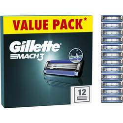 Gillette Mach3 Razor Blades Men, 12 Razor Blade Refills,