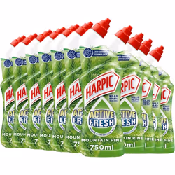 Harpic Active Fresh Toilet Cleaning Gel, Mountain Pine, Pack 12 x 750 ml, Infused with Essential Oils, Kills 99.9% of Bacteri ...