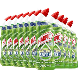 Harpic Active Fresh Toilet Cleaning Gel, Mountain Pine, Pack 12 x 750 ml, Infused with Essential Oils, Kills 99.9% of Bacteria, Toilet Cleaner