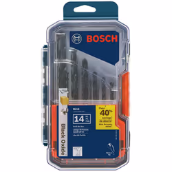BOSCH BL14 14-Piece Assorted Set Three-Flat Shank Black Oxide Drill Bits for Applications in Light-Gauge Metal  Wood  Plastic