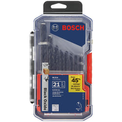 BOSCH BL21A 21-Piece Assorted Set Black Oxide Metal Drill Bits with Included Case for Applications in Light-Gauge Metal  Wood  Plastic