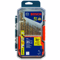 BOSCH CO21 21-Piece Assorted Set with Included Case Cobalt Metal Drill Bit with Three-Flat Shank for Drilling Applications in ...