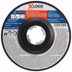 BOSCH TCWX27S450 4-1/2 In. x .045 In. X-LOCK Metal/Stainless Fast Cutting Abrasive Wheel 60 Grit Compatible with 7/8 In. Arbo ...