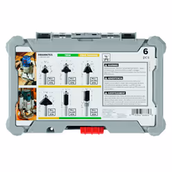 BOSCH RBS006TES 6-Piece (Universally Compatible Accessory) Carbide-Tipped Trim and Edging Router Bit Assorted Set