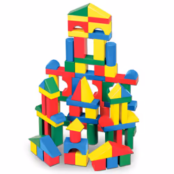 Melissa & Doug Wooden Building Blocks Set - 100 Blocks in 4 Colors and 9 Shapes Classic Kids Toys  Colored Wood For Toddlers  ...