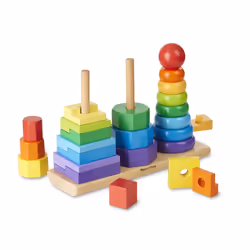 Melissa & Doug Geometric Stacker - Wooden Educational Toy