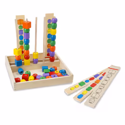 Melissa & Doug Bead Sequencing Set With 46 Wooden Beads and 5 Double-Sided Pattern Boards - Color Recognition Toys  Matching  ...