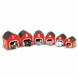 Melissa & Doug Nesting and Sorting Barns and Animals With 6 Numbered Barns and Matching Wooden Animals - Numbers Learning Toy ...
