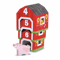 Melissa & Doug Nesting and Sorting Barns and Animals With 6 Numbered Barns and Matching Wooden Animals - Numbers Learning Toys  Sorting And Stacking T