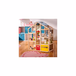 Melissa & Doug Hi-Rise Wooden Dollhouse With 15 pcs Furniture - Garage and Working Elevator