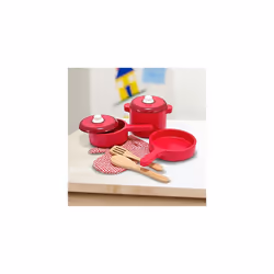 Melissa & Doug Deluxe Wooden Kitchen Accessory Set - Pots & Pans (8 pcs)