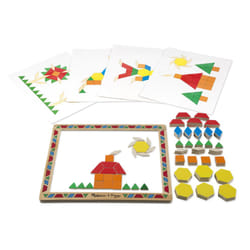 Melissa & Doug Deluxe Wooden Magnetic Pattern Blocks Set - Educational Toy With 120 Magnets and Carrying Case  Multi-color  1 EA