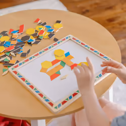 Melissa & Doug Deluxe Wooden Magnetic Pattern Blocks Set - Educational Toy With 120 Magnets and Carrying Case  Multi-color  1 EA