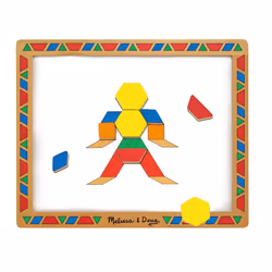 Melissa & Doug Deluxe Wooden Magnetic Pattern Blocks Set - Educational Toy With 120 Magnets and Carrying Case  Multi-color  1 EA