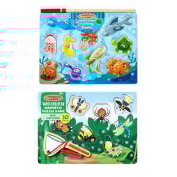 Melissa & Doug Magnetic Wooden Puzzle Game Set: Fishing and Bug Catching - Magnetic Games  Chunky Animal Puzzles For Toddlers And Kids Ages 3+