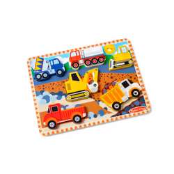 Melissa & Doug Construction Vehicles Wooden Chunky Puzzle (6 pcs) Multicolor 11.95 x 8.95 x 1.0