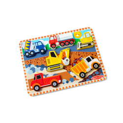 Melissa & Doug Construction Vehicles Wooden Chunky Puzzle (6 pcs)  Multicolor  11.95 x 8.95 x 1.0