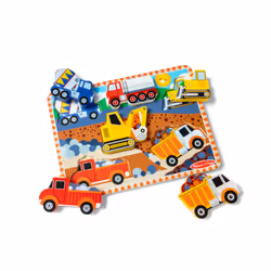 Melissa & Doug Construction Vehicles Wooden Chunky Puzzle (6 pcs)  Multicolor  11.95 x 8.95 x 1.0