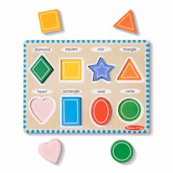 Melissa & Doug Shapes Wooden Chunky Puzzle (8 pcs) - Wooden Puzzles for Toddlers  Animal Puzzles For Kids Ages 2+ - FSC-Certified Materials   11.95 x