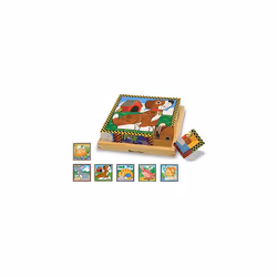 Melissa & Doug Pets Wooden Cube Puzzle With Storage Tray (16 pcs)