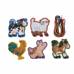 Melissa & Doug Lace and Trace Activity Set: 5 Wooden Panels and 5 Matching Laces - Farm