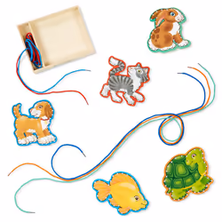 Melissa & Doug Lace and Trace Activity Set: Pets - 5 Wooden Panels and 5 Matching Laces - Lacing Toys For Toddlers Fine Moto ...