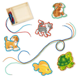 Melissa & Doug Lace and Trace Activity Set: Pets - 5 Wooden Panels and 5 Matching Laces - Lacing Toys For Toddlers  Fine Motor Skills Threading cards