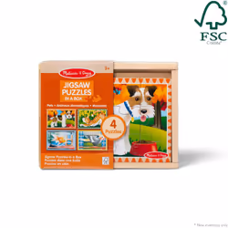 Melissa & Doug Pets 4-in-1 Wooden Jigsaw Puzzles in a Storage Box (48 pcs) - FSC Certified