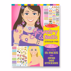 Melissa & Doug Jewelry and Nails Glitter Sticker Pad - 360+ Stickers 15 Faces