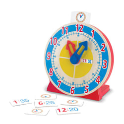 Melissa & Doug Turn & Tell Wooden Clock - Educational Toy With 12+ Reversible Time Cards   Red