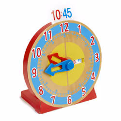 Melissa & Doug Turn & Tell Wooden Clock - Educational Toy With 12+ Reversible Time Cards   Red