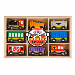 Melissa & Doug Wooden Magnetic Train Cars - 8 Piece Educational and Skill-Building Wooden Toy for Boys and Girls