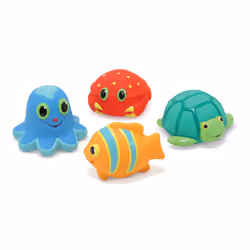 Melissa & Doug Sunny Patch Seaside Sidekicks Squirters With 4 Squeeze-and-Squirt Animals - Water Toys for Kids
