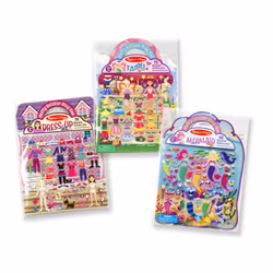 Melissa & Doug Puffy Sticker Pads Set: Fairy Dress-Up and Mermaid - 216 Reusable Stickers