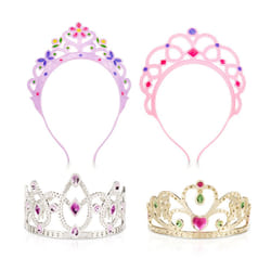 Melissa & Doug Dress-Up Tiaras for Costume Role Play (4 pcs) Pink  Purple  Silver  Gold