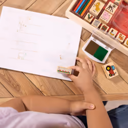 Melissa & Doug Stamp-a-Scene Wooden Stamp Set: Farm - 20 Stamps  5 Colored Pencils  and 2-Color Stamp Pad