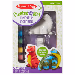 Melissa & Doug Created by Me! Dinosaur Figurines Craft Kit (2 Resin Dinosaurs 6 Paints Paintbrush)