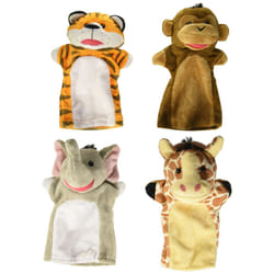 Melissa & Doug Zoo Friends Hand Puppets (Set of 4) - Elephant  Giraffe  Tiger  and Monkey