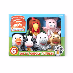 Melissa & Doug Barn Buddies Hand Puppets  Set of 6 (Cow  Sheep  Horse  Duck  Chicken  Pig)   Multicolor