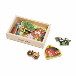 Melissa & Doug 20 Wooden Farm Magnets in a Box - Cute Barnyard Animal Fridge  Refrigerator Magnets For Toddlers Ages 2+