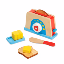 Wooden Bread & Butter Toaster Toy | Play Food | Pretend Play | 3+ | Gift for Boy or Girl