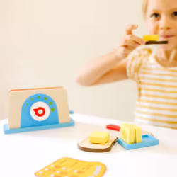 Wooden Bread & Butter Toaster Toy | Play Food | Pretend Play | 3+ | Gift for Boy or Girl
