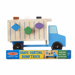 Melissa & Doug Shape-Sorting Wooden Dump Truck Toy With 9 Colorful Shapes and 2 Play Figures Wooden Vehicle Toys  Shape Sorter Toys For Toddlers Ages