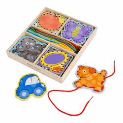 Melissa & Doug Alphabet Wooden Lacing Cards With Double-Sided Panels and Matching Laces - Lacing Toys For Toddlers Fine Moto ...