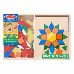 Melissa & Doug Wooden Pattern Blocks, Shapes & Boards, Classic Developmental Toy
